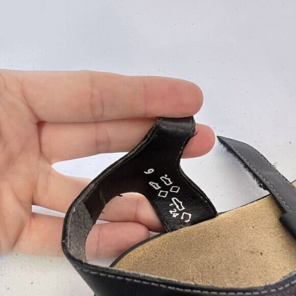 Rieker Black Faux Leather Flat Sandals with Medallion Decals - Picture 10 of 10